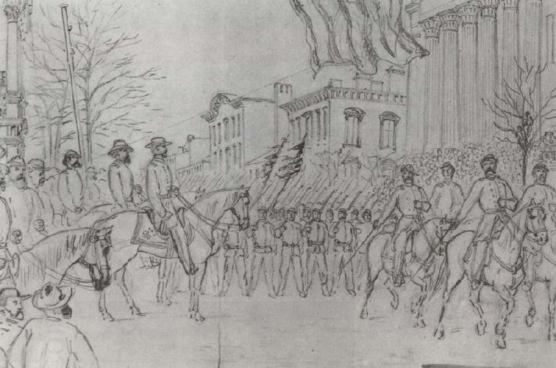 William Waud Sherman Reviewing His Army on Bay Street,Savannah,January